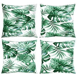 Coussins de canapé lot de 4 motif de feuilles 50x50 cm tissu 
