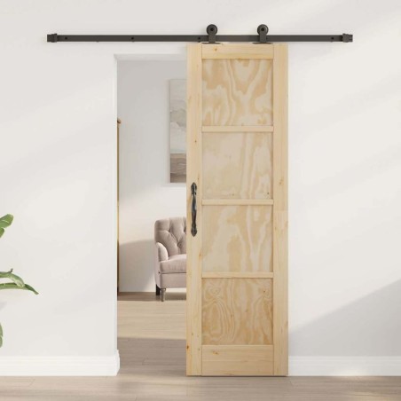 Porte Coulissante avec Ensemble de Quincaillerie 61x198,5 cm Bois Massif Pin 