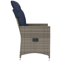 Lot de 2 chaises de jardin inclinables avec coussins en résine tressée grise 