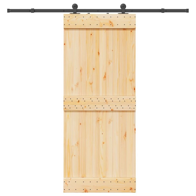 Porte coulissante et kit de quincaillerie 85x210 cm pin massif 