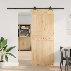 Porte coulissante et kit de quincaillerie 85x210 cm pin massif 