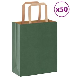 Sacs en papier 50 pcs avec poignées vert 18x8x22 cm 