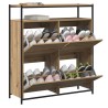 Cabinet à chaussures avec 4 tiroirs rabattables Chêne artisanal 100x34x112 cm 