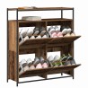 Cabinet à chaussures avec 4 tiroirs à rabat en bois ancien 100x34x112 cm 