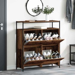 Cabinet à chaussures avec 4 tiroirs à rabat en bois ancien 100x34x112 cm 
