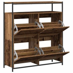 Cabinet à chaussures avec 4 tiroirs à rabat en bois ancien 100x34x112 cm 