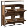 Cabinet à chaussures avec 4 tiroirs à rabat en bois ancien 100x34x112 cm 