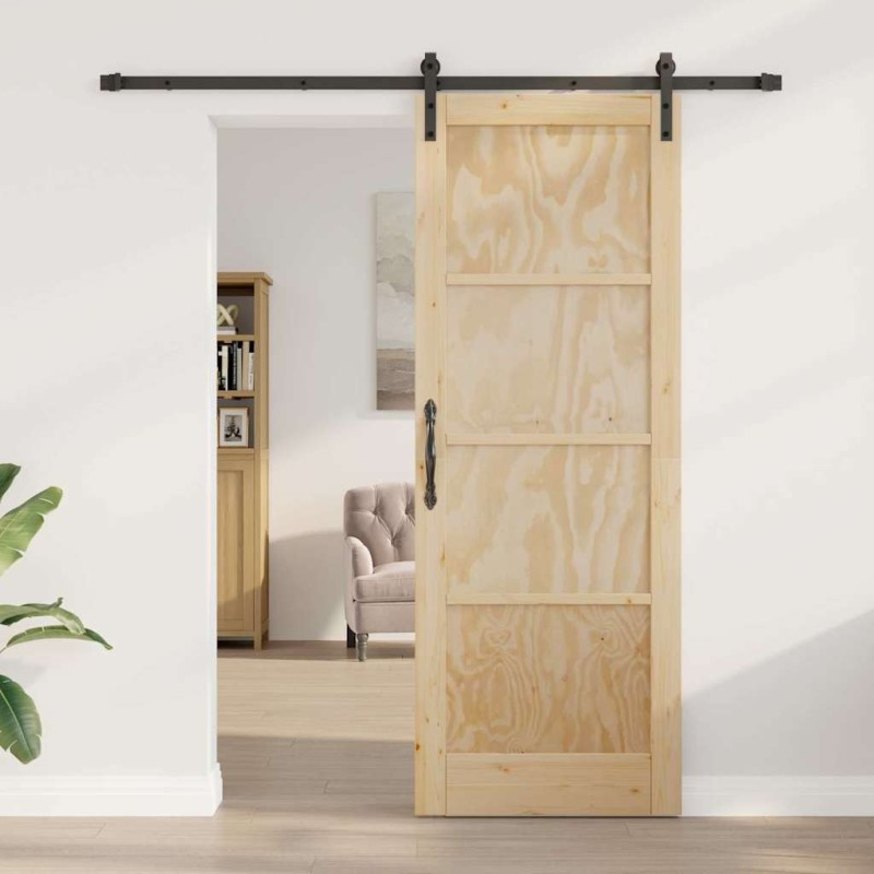 Porte coulissante avec kit quincaillerie 78x211 cm en bois massif de pin 