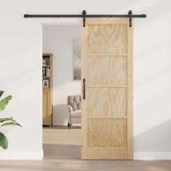 Porte coulissante avec quincaillerie 78x211 cm en bois massif de pin 