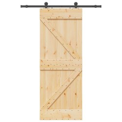 Porte coulissante et kit de quincaillerie 80x210 cm pin massif 