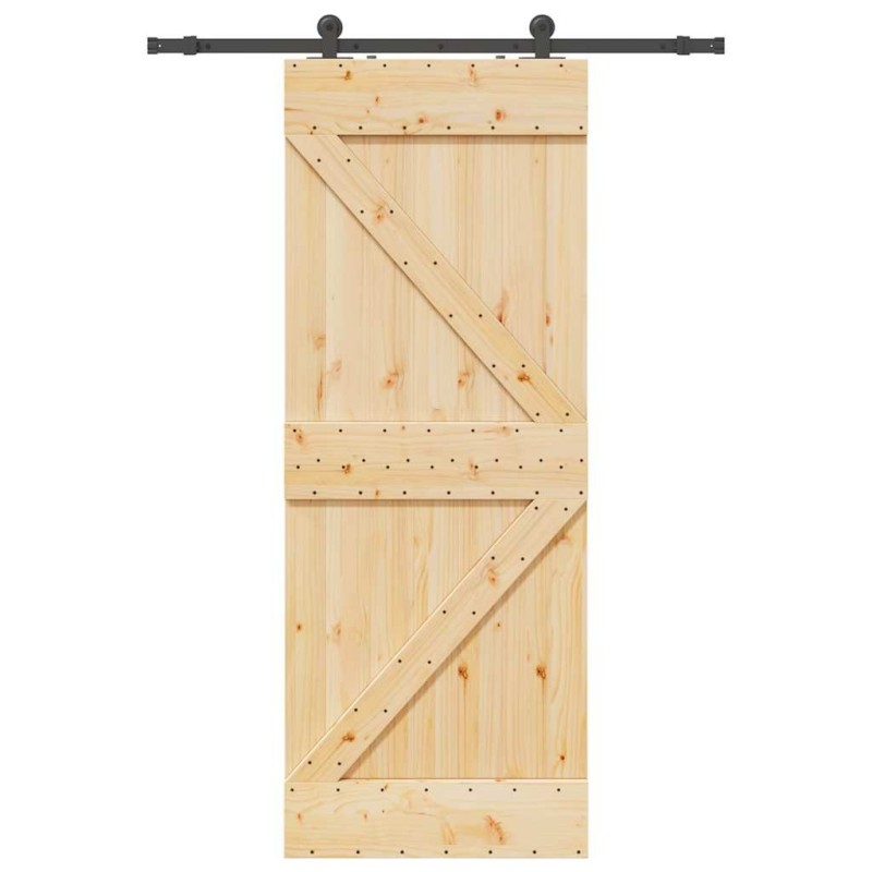 Porte coulissante et kit de quincaillerie 80x210 cm pin massif 