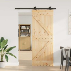 Porte coulissante et kit de quincaillerie 80x210 cm pin massif 