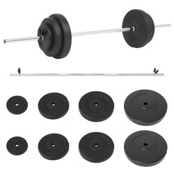 Barre d'haltères avec plaques 60 kg 