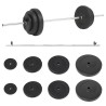 Barre d'haltères avec plaques 60 kg 