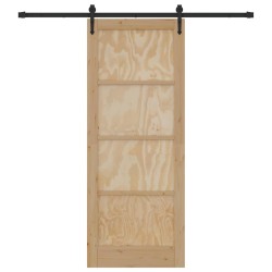 Porte coulissante avec kit de quincaillerie 83x211 cm en bois massif de pin 