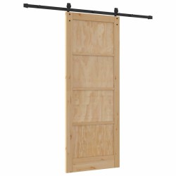 Porte coulissante avec kit de quincaillerie 83x211 cm en bois massif de pin 