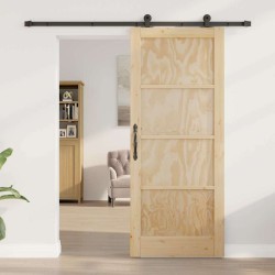 Porte coulissante avec matériel 83x202 cm en bois massif de pin 