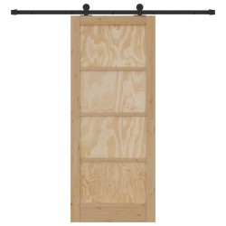 Porte coulissante avec matériel 83x202 cm en bois massif de pin 