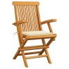 Chaises de jardin avec coussins crème lot de 2 Bois teck massif 