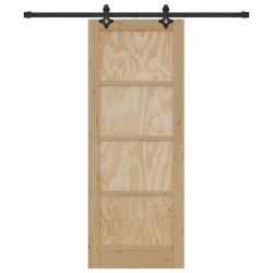 Porte Coulissante avec Matériel 78x202 cm Bois Massif de Pin 