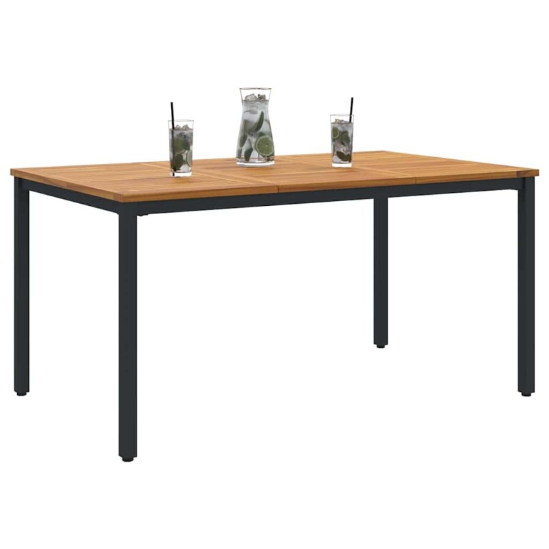 Table de jardin 150 x 90 x 75 cm, en bois d'acacia massif et métal 
