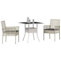 Ensemble de salle à manger de jardin 3 pièces Gris clair en poly rattan 