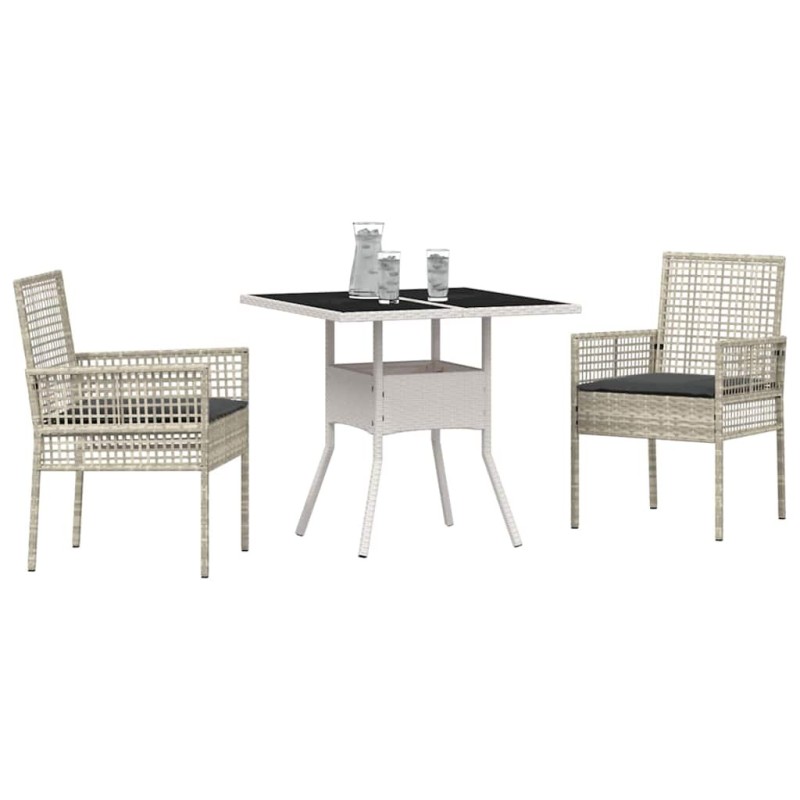 Ensemble de salle à manger de jardin 3 pièces Gris clair en poly rattan 