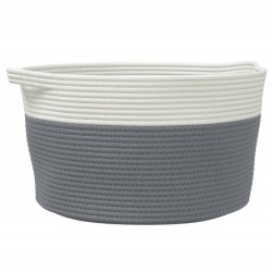 Panier de rangement gris et blanc Ø40x25 cm coton 