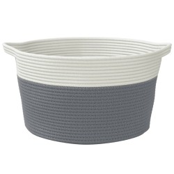 Panier de rangement gris et blanc Ø40x25 cm coton 