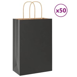 Sacs en papier 50 pcs avec poignées noir 21x11x31 cm 