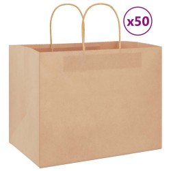 Sacs en papier 50 pcs avec poignées marron 32x22x24 cm 