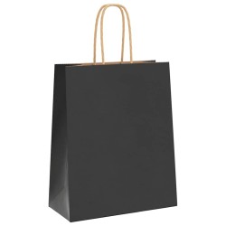 Sacs en papier 50 pcs avec poignées noir 18x8x22 cm 