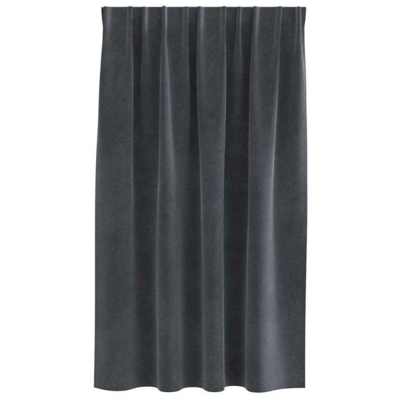Rideaux occultants avec bande de fixation 2 pcs Velours gris clair 