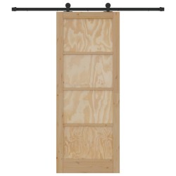 Porte coulissante avec kit de matériel 83x211 cm en bois massif de pin 
