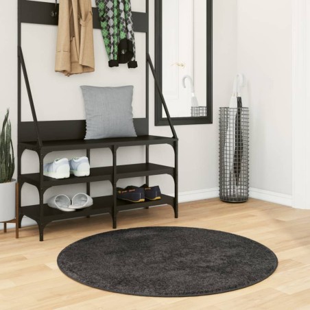 Tapis shaggy PAMPLONA poils longs moderne anthracite Ø 100 cm 