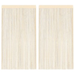 Rideau en fils 2 pcs 100 x 250 cm Crème 