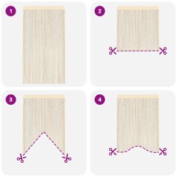 Rideau en fils 2 pcs 100 x 250 cm Crème 