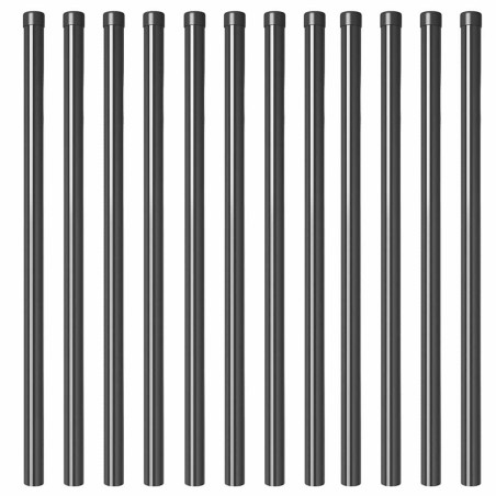 Poteaux de clôture 12 pcs Gris 100 cm Acier peint par poudre 