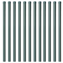Poteaux de clôture 12 pcs Vert 100 cm Acier peint par poudre 