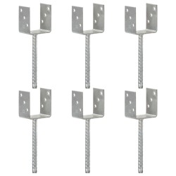 Piquets de clôture 6 pcs Argenté 9x6x30 cm Acier galvanisé 