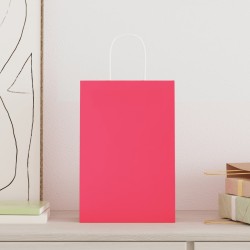 Sacs en papier 250 pcs avec poignées rose 21x11x31 cm 