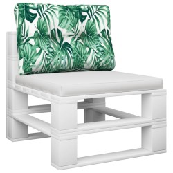 Coussin de palette motif de feuilles 50x40x12 cm tissu 