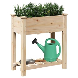 Jardinier avec étagère 71x37x76 cm en bois massif de sapin 