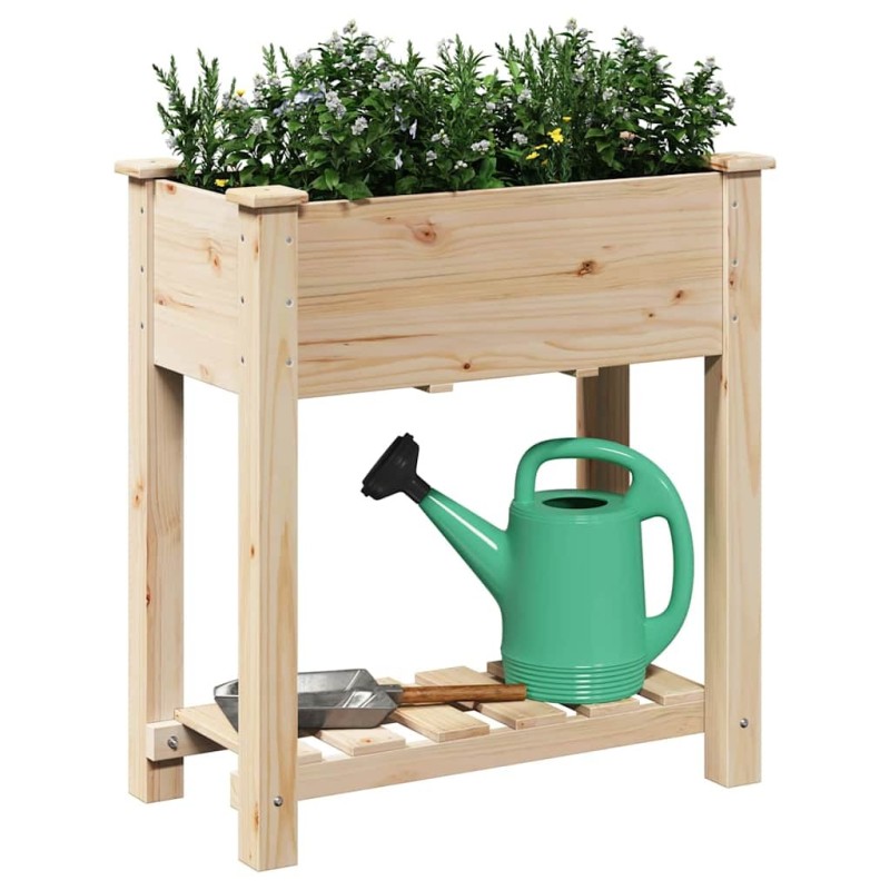 Jardinier avec étagère 71x37x76 cm en bois massif de sapin 