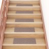 Tapis d'escalier autocollants 15 pièces 60 x 25 cm Marron clair Rectangulaire 