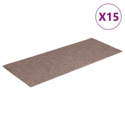 Tapis d'escalier autocollants 15 pièces 60 x 25 cm Marron clair Rectangulaire 