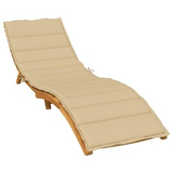 Coussin de chaise longue beige mélangé 200x60x4 cm tissu 
