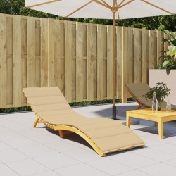 Coussin de chaise longue beige mélangé 200x60x4 cm tissu 