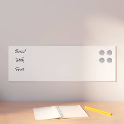 Tableau noir magnétique mural blanc 60x20 cm verre trempé 
