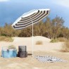 Parasol de plage avec poteau en métal bleu et blanc 161 x 193 cm en polyester. 